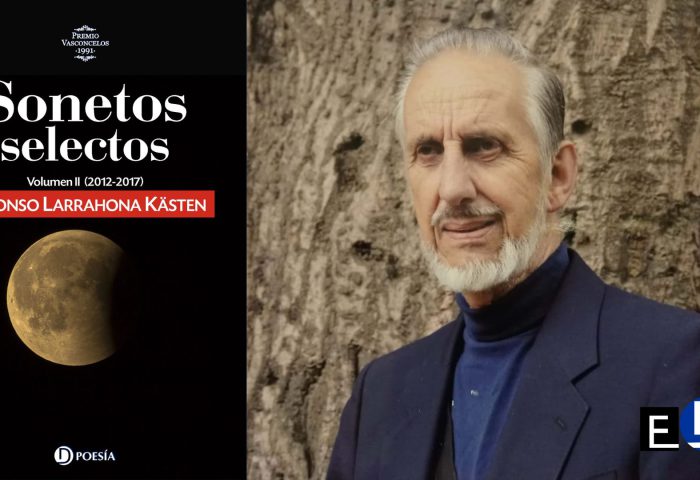Alfonso Larrahona Kästen y cubierta de su libro "Sonetos selectos" (Vol. II) Ediciones Deslinde, Madrid, 2022.