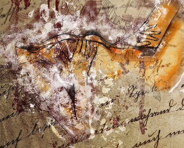 Obra abstracta sobre figura femenina.