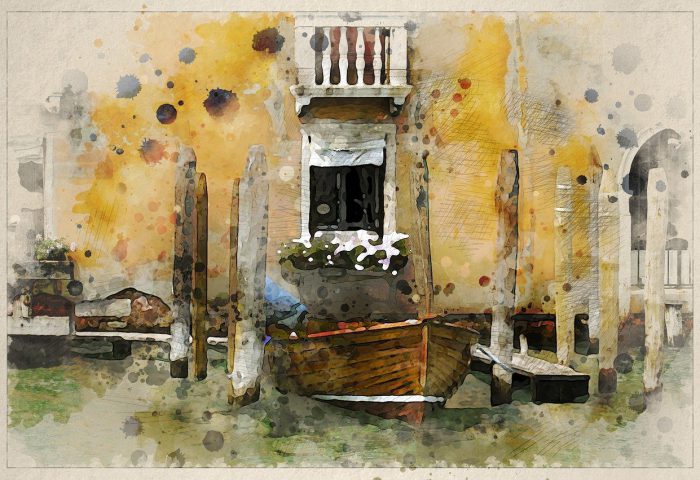 Obra abstracta sobre Venecia, para el poema "Idearios poéticos", del libro "Vuelta a la belleza" (Ed. Deslinde, madrid, 2020).