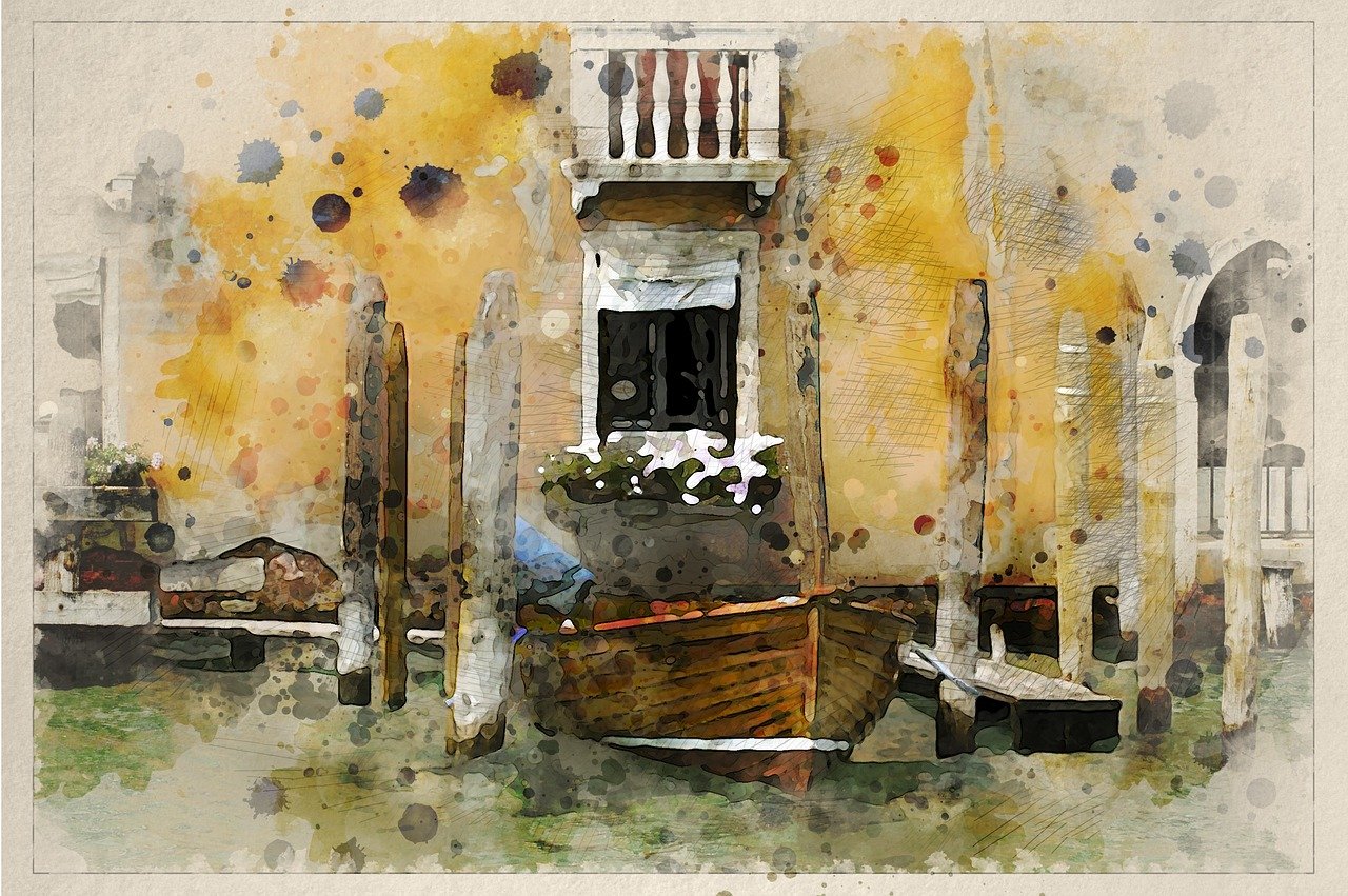 Obra abstracta sobre Venecia, para el poema "Idearios poéticos", del libro "Vuelta a la belleza" (Ed. Deslinde, madrid, 2020).