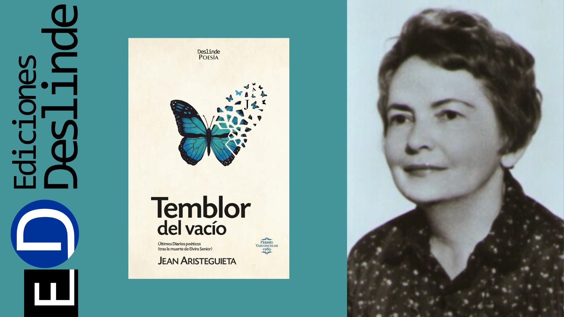 Jean Aristeguieta y cubierta de su libro "Temblor del vacío" (Ediciones Deslinde, Madrid, 2020).