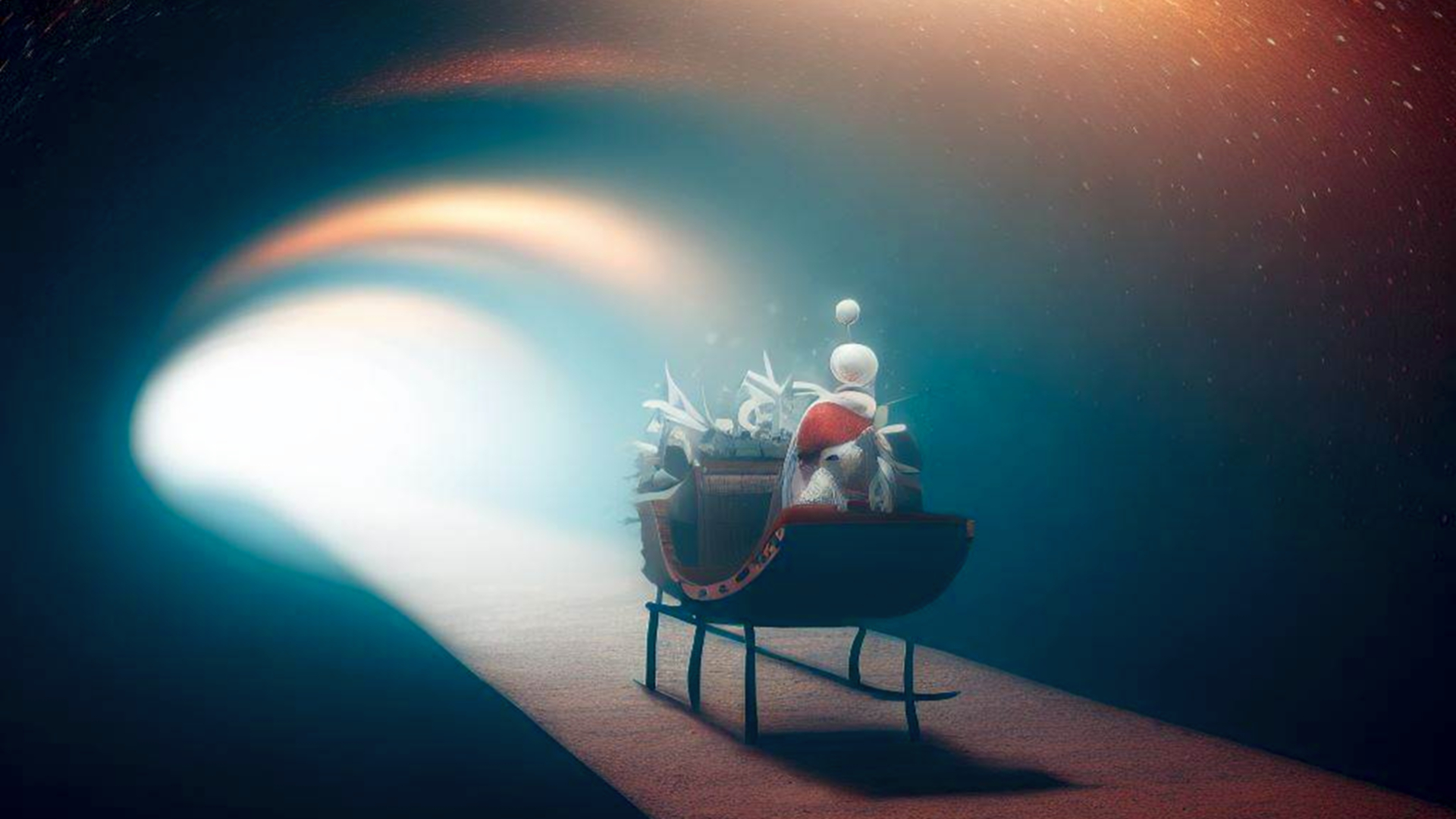 Trineo por un túnel iluminado.